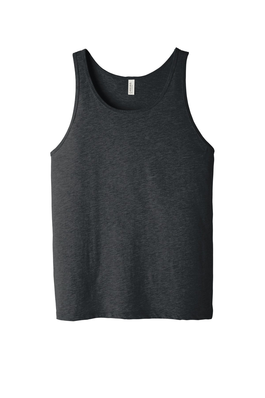 Front View of Dark Grey Ht BELLA+CANVAS Unisex Jersey Tank. BC3480