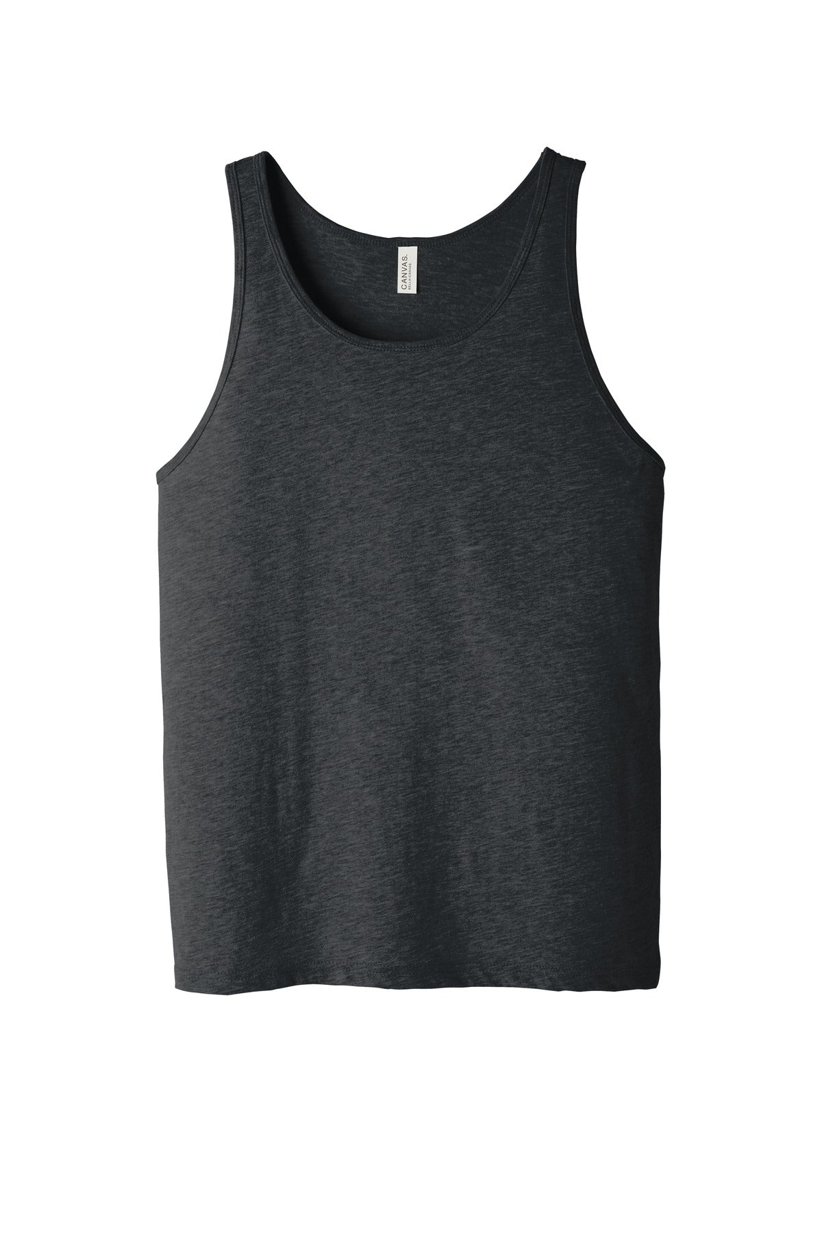 Front View of Dark Grey Ht BELLA+CANVAS Unisex Jersey Tank. BC3480