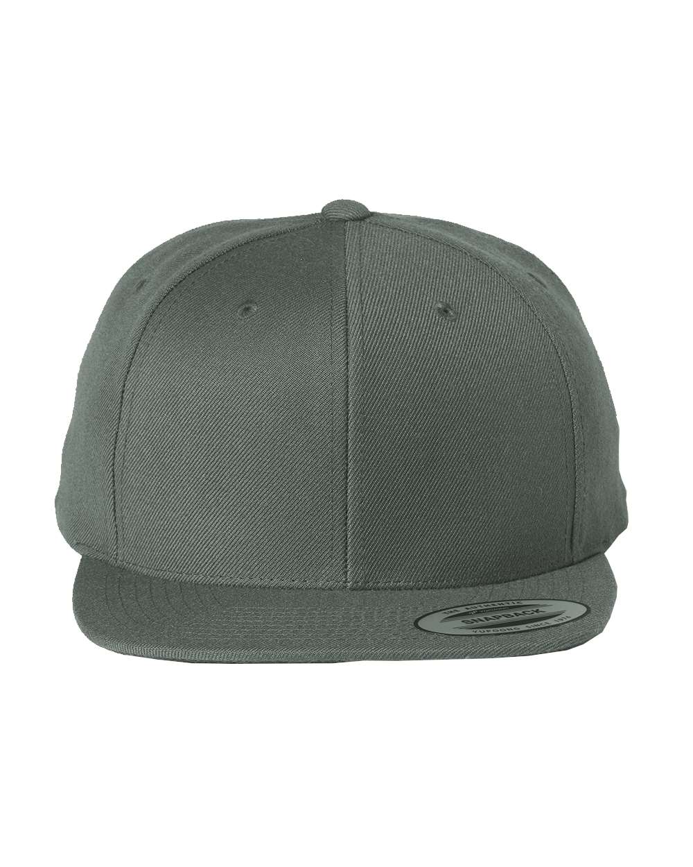 Front View of Dark Grey Premium Flat Bill Snapback Cap - 6089M