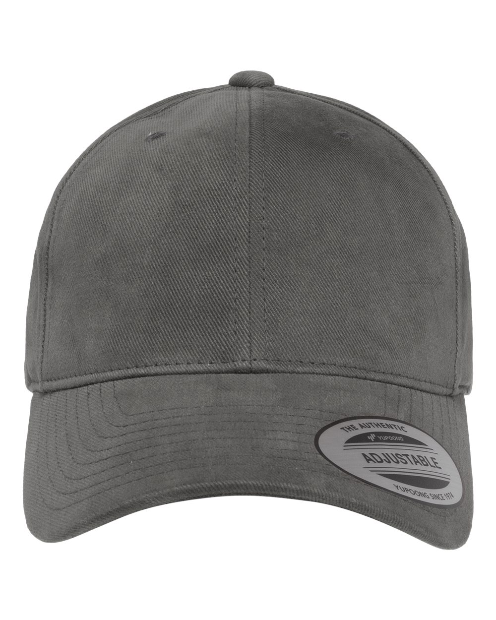 Front View of Dark Grey Structured Brushed Twill Cap - 6363V