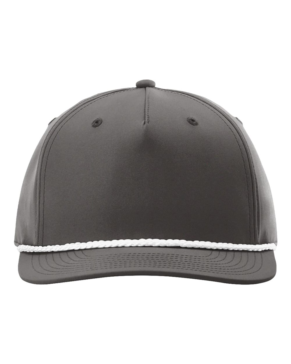 Front View of Dark Grey/ White Five Panel Classic Rope Cap - 258