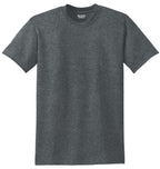 Front View of Dark Heather Gildan DryBlend 50 Cotton/50 Poly T-Shirt. 8000