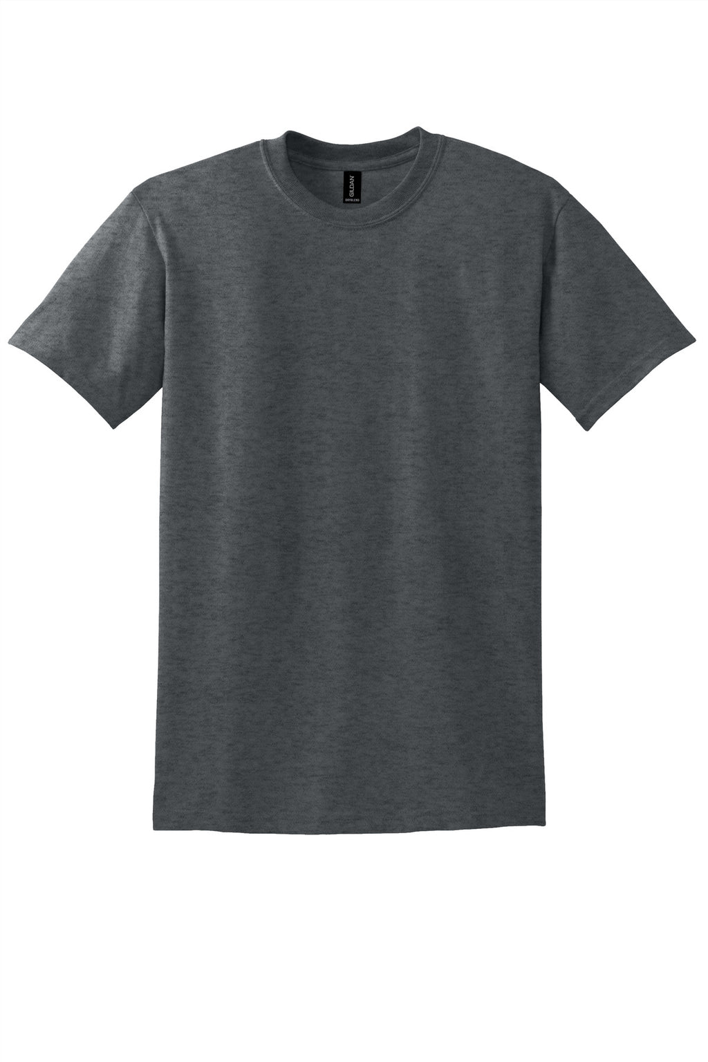 Front View of Dark Heather Gildan DryBlend 50 Cotton/50 Poly T-Shirt. 8000