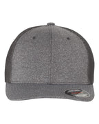 Front View of Dark Heather Grey/ Charcoal Mélange Trucker Cap - 6311