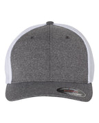 Front View of Dark Heather Grey/ White Mélange Trucker Cap - 6311