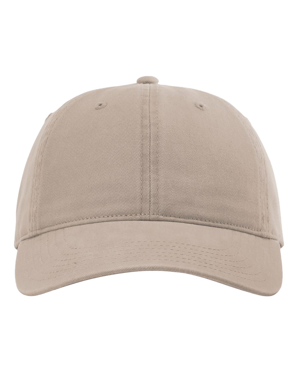 Front View of Dark Khaki Peach Twill Dad Hat - 326