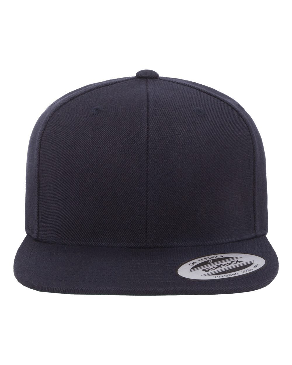Front View of Dark Navy Premium Flat Bill Snapback Cap - 6089M
