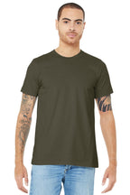 Front View of Dark Olive BELLA+CANVAS Unisex Jersey Short Sleeve Tee. BC3001