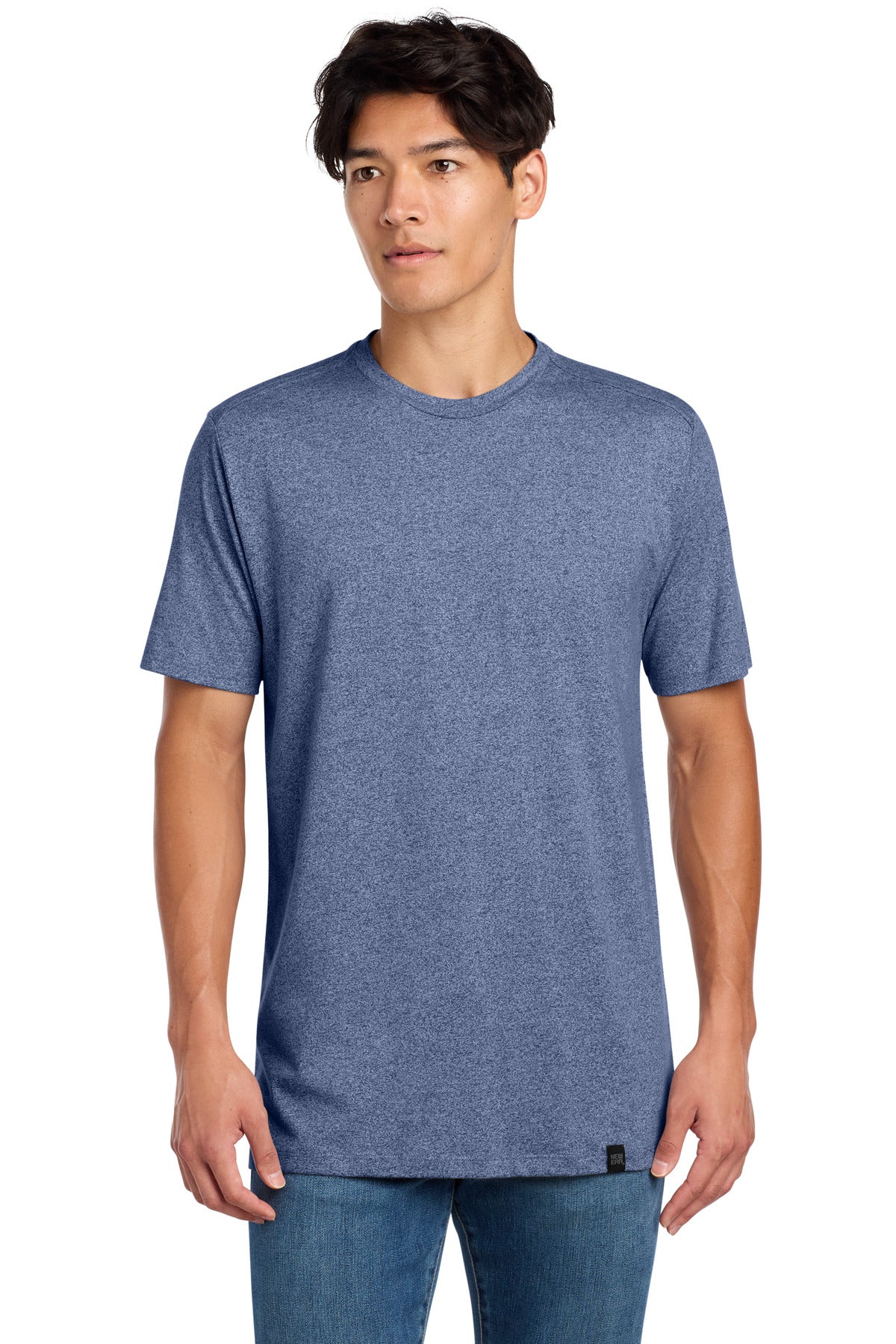 Front View of Dark Royal Tws New Era Heritage Blend Crew Tee. NEA100