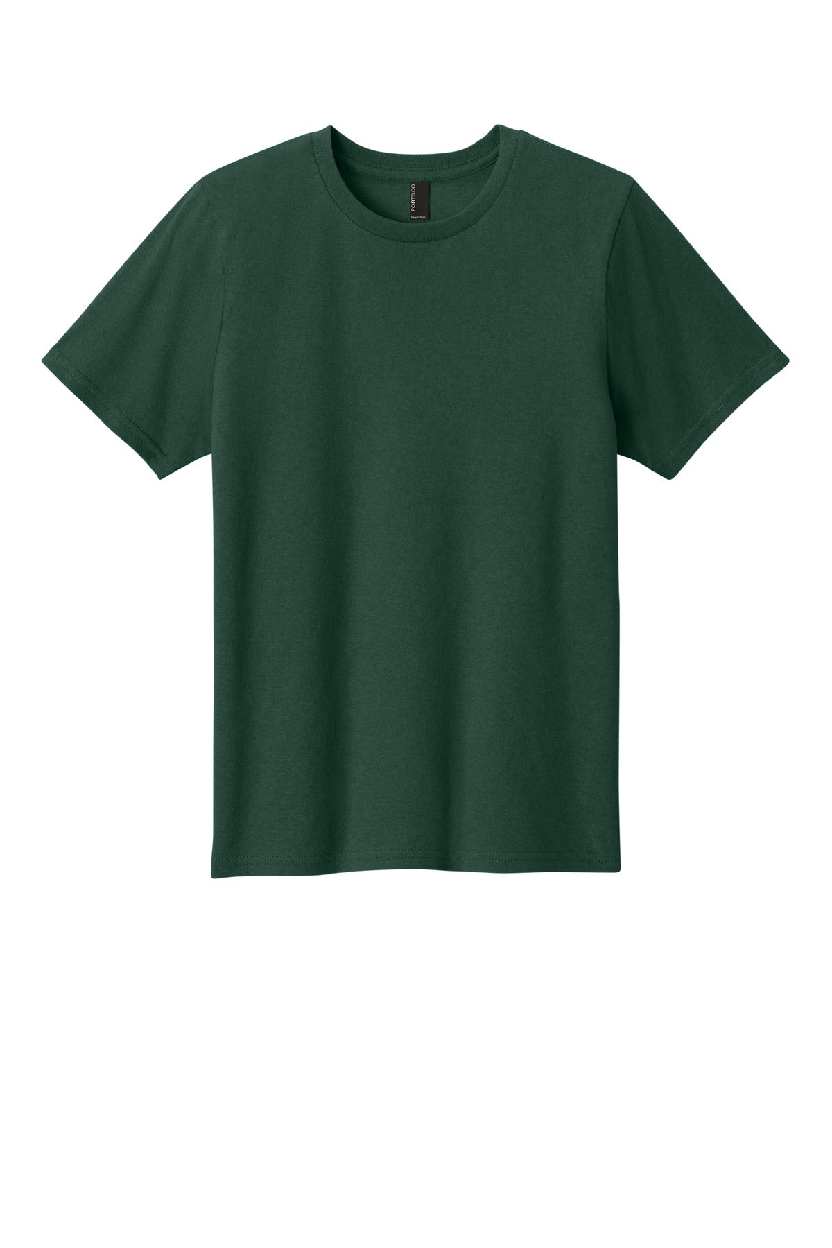 Front View of DarkGreen Port & Co Youth Easy Cotton Tee PC43Y