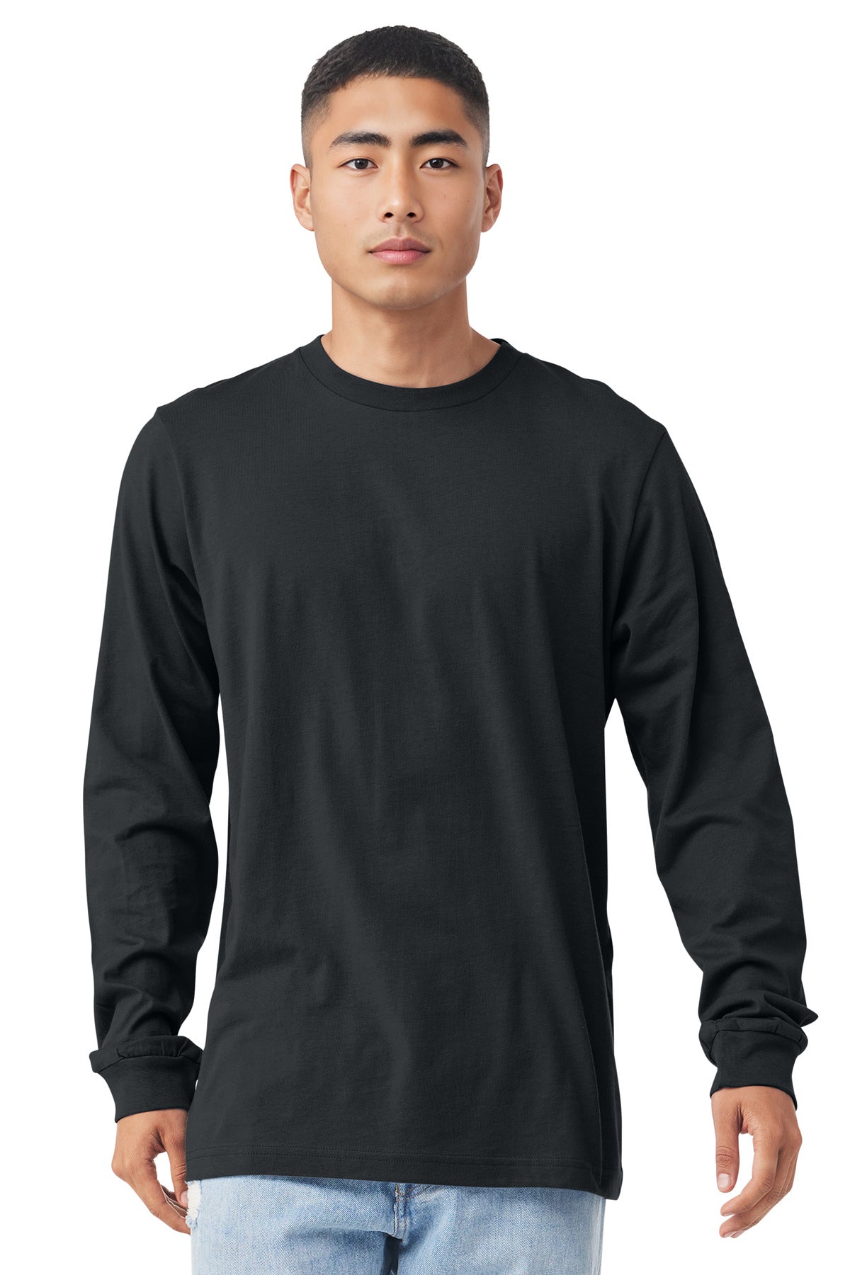 Front View of DarkGrey BELLA+CANVAS Unisex Jersey Long Sleeve Tee. BC3501