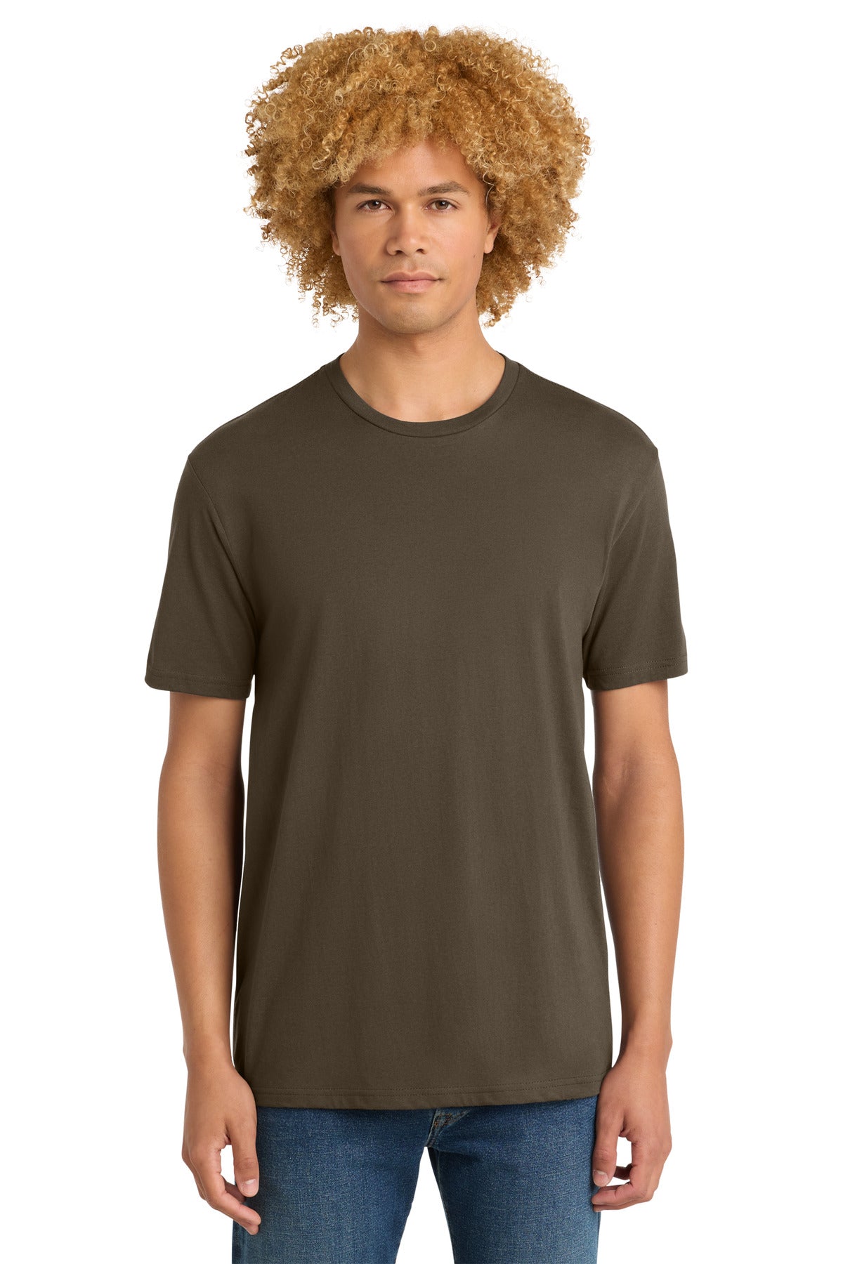 Front View of DarkMocha District Perfect Weight Tee. DT104