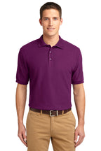 Front View of Deep Berry Port Authority Silk Touch Polo K500