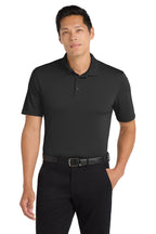 Front View of Deep Black Port Authority Dry Zone UV Micro-Mesh Polo. K110