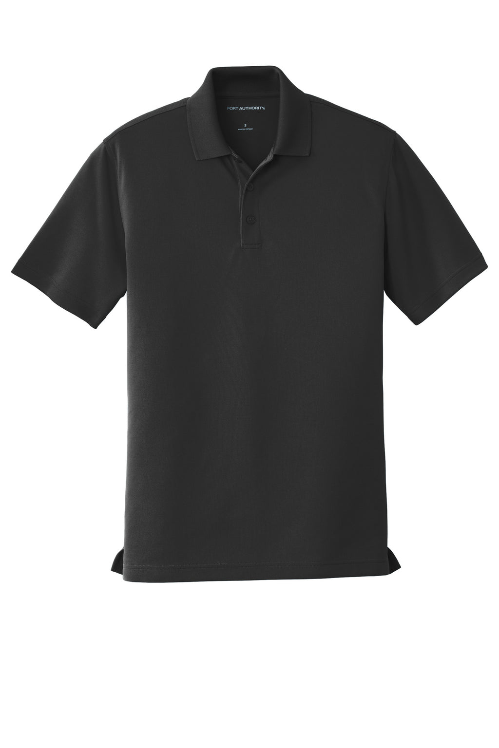 Front View of Deep Black Port Authority Dry Zone UV Micro-Mesh Polo. K110