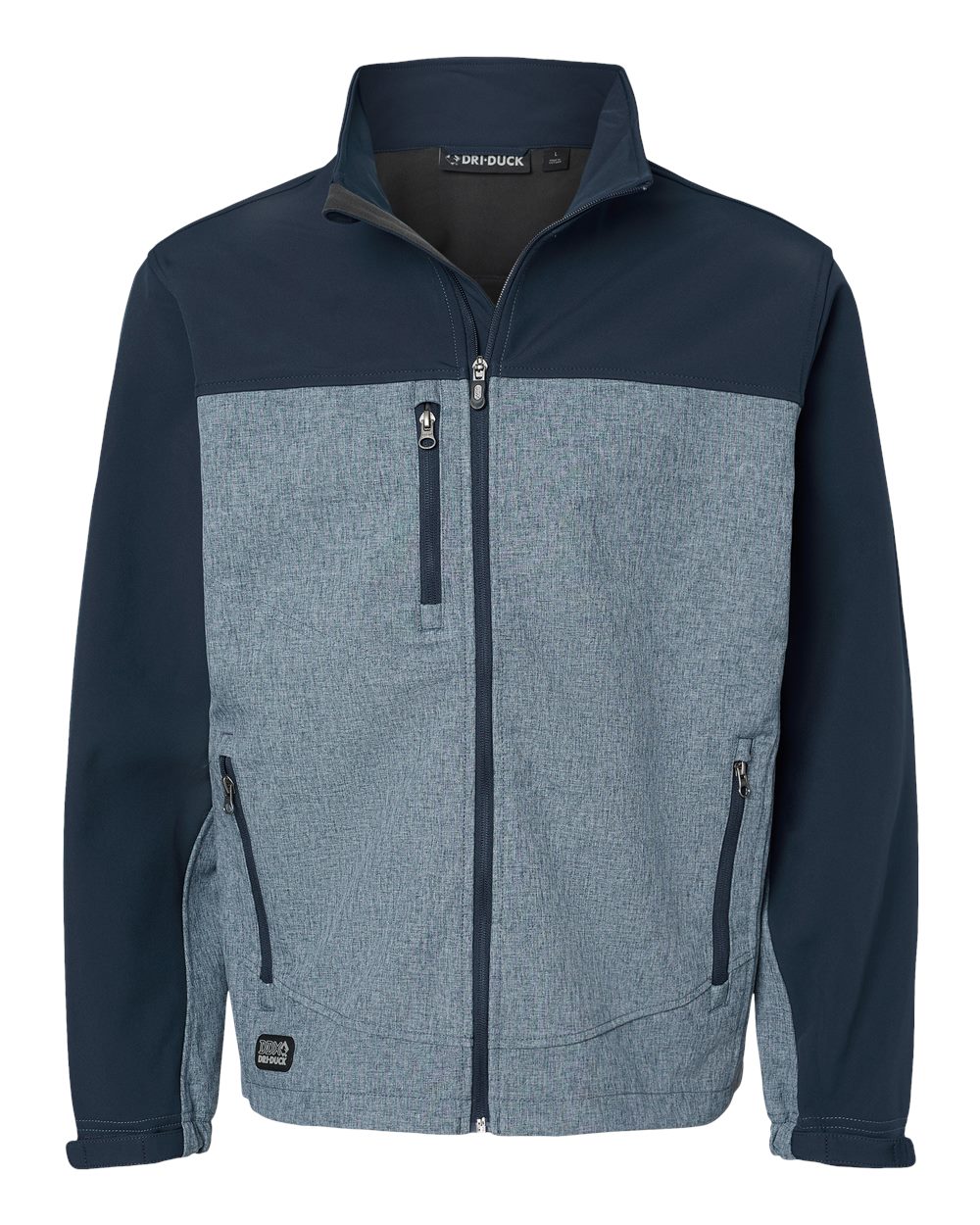 Front View of Deep Blue Heather/ Deep Blue Motion Soft Shell Jacket - 5350