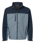 Front View of Deep Blue Heather/ Deep Blue Motion Soft Shell Jacket - 5350