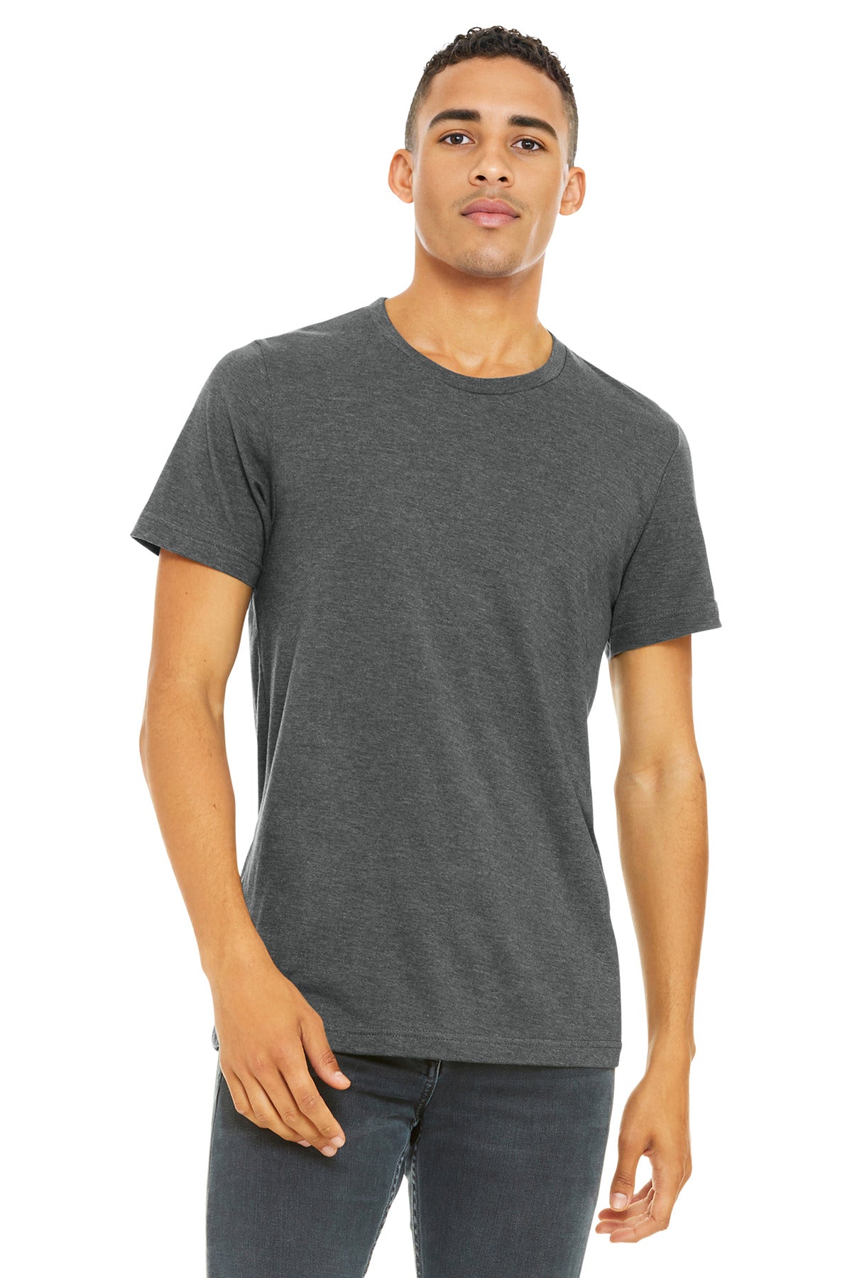 Front View of Deep Ht BELLA+CANVAS Unisex Heather CVC Short Sleeve Tee. BC3001CVC