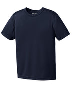 Front View of Deep Navy Port & Co Youth Performance Tee. PC380Y
