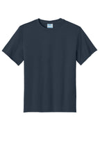 Front View of Deep Navy Port & Co Youth Performance Tee. PC380Y