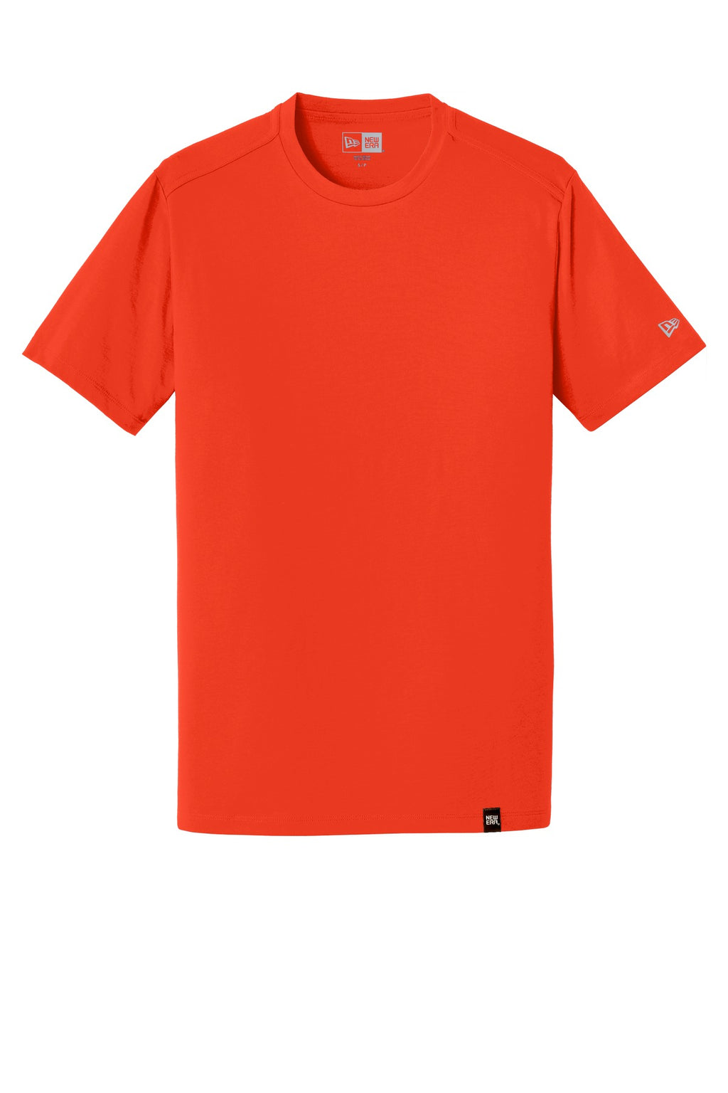 Front View of Deep Orange New Era Heritage Blend Crew Tee. NEA100