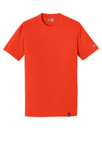 Front View of Deep Orange New Era Heritage Blend Crew Tee. NEA100