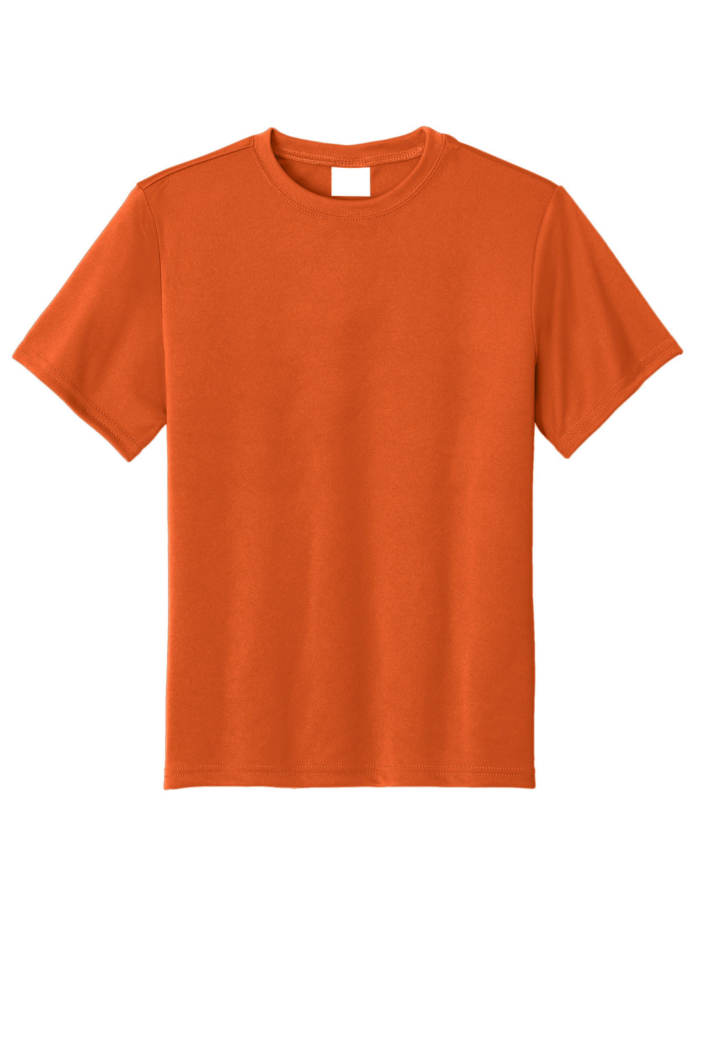 Front View of DeepOrange Port & Co Youth Performance Tee. PC380Y