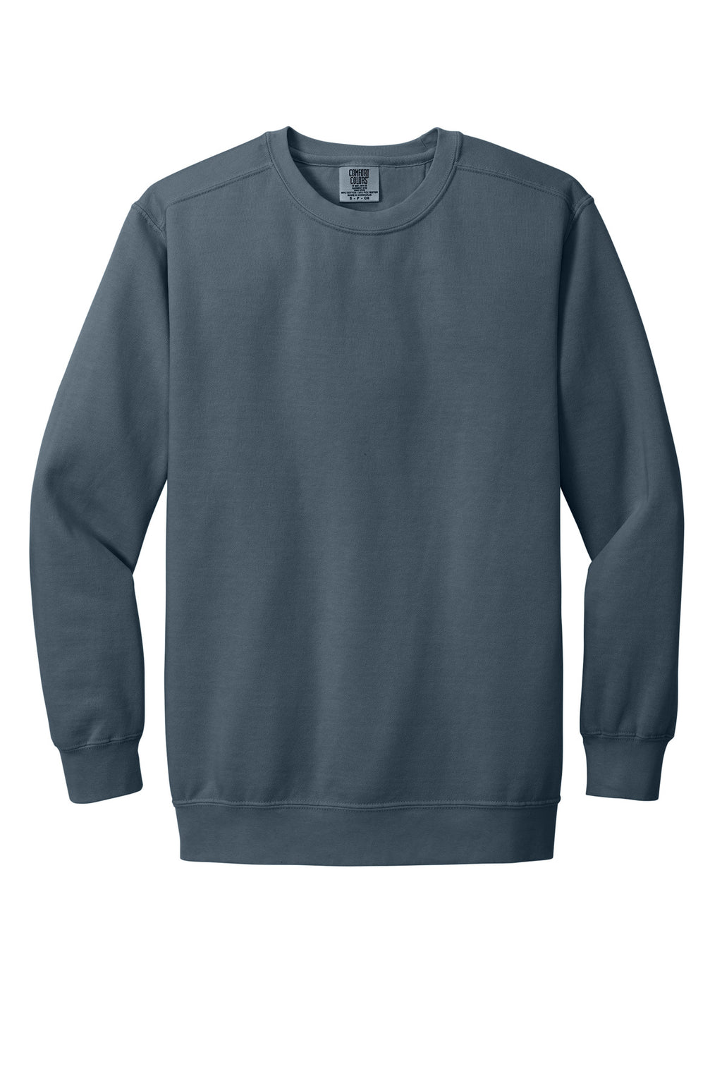 Front View of Denim COMFORT COLORS Ring Spun Crewneck Sweatshirt. 1566