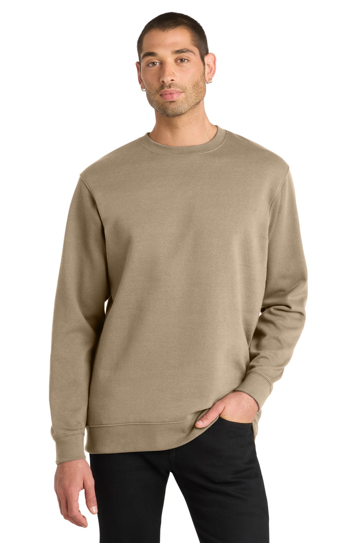 Front View of DesertTan District V.I.T. Fleece Crew DT6104