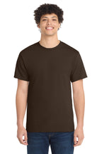 Front View of Dk Choc Brown Port & Co Core Cotton Tee. PC54