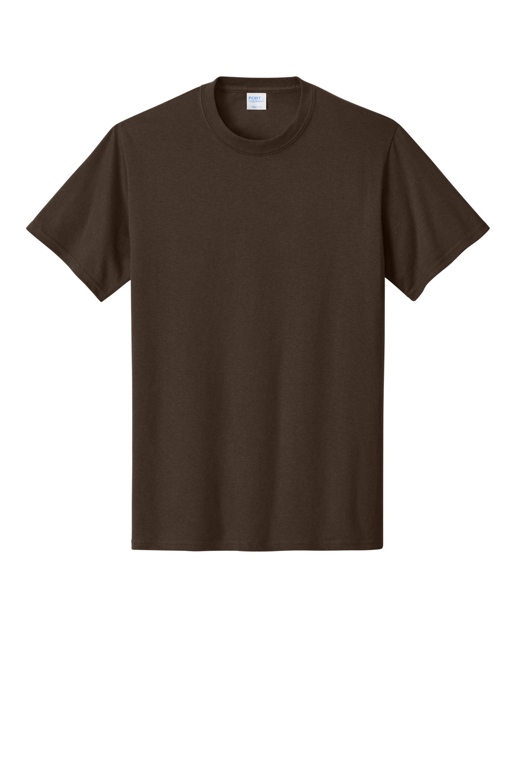 Front View of Dk Choc Brown Port & Co Core Cotton Tee. PC54