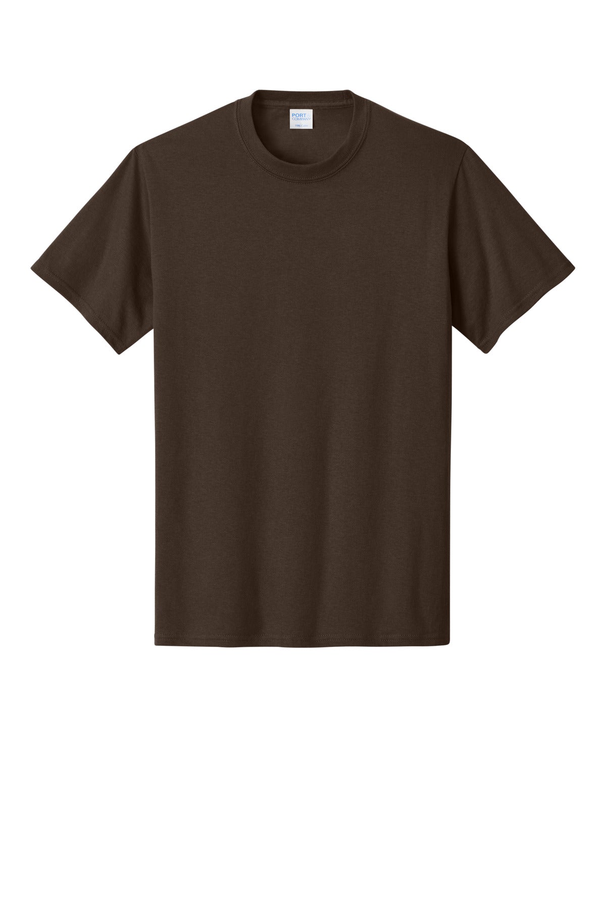 Front View of Dk Choc Brown Port & Co Core Cotton Tee. PC54
