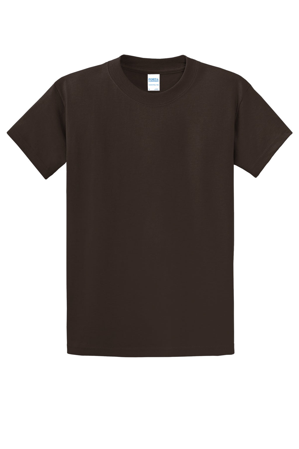 Front View of Dk Choc. Brown Port & Co Essential Tee. PC61