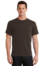 Front View of Dk Choc. Brown Port & Co Essential Tee. PC61