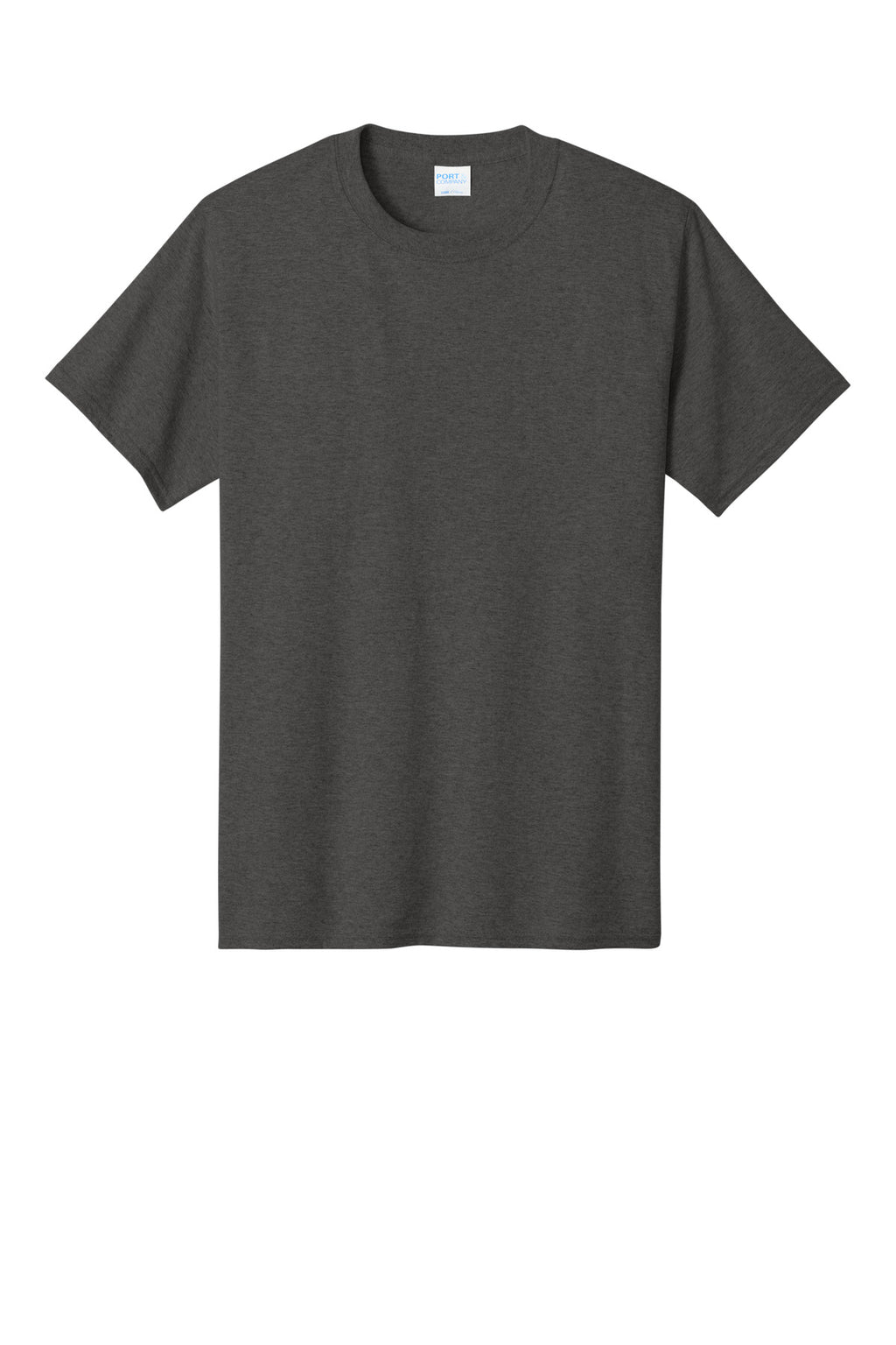 Front View of Dk Hthr Grey Port & Co Core Cotton Tee. PC54