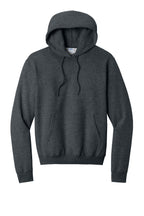 Front View of Dk Hthr Grey Port & Co Core Fleece Pullover Hooded Sweatshirt. PC78H