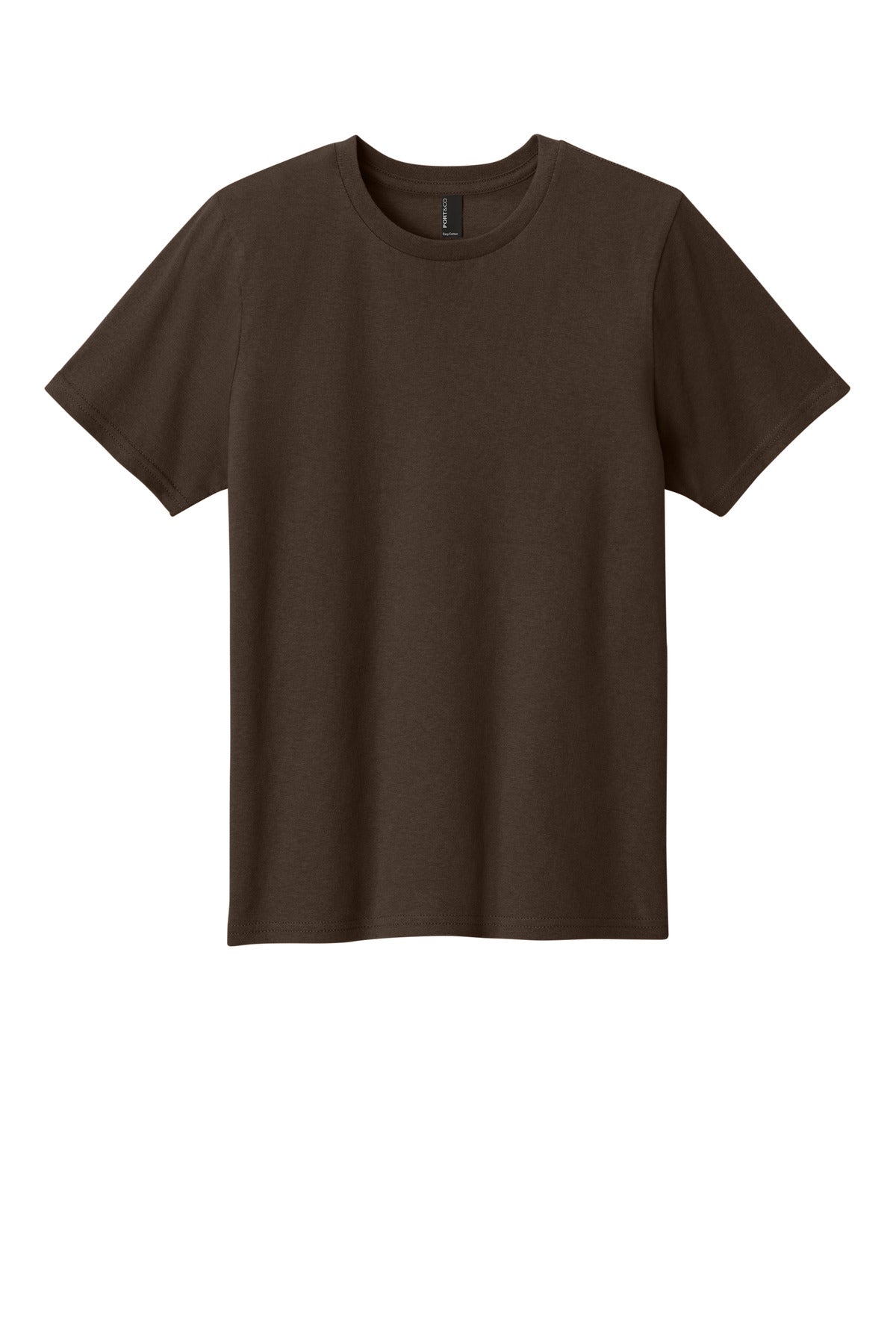 Front View of DkChocBrn Port & Co Youth Easy Cotton Tee PC43Y