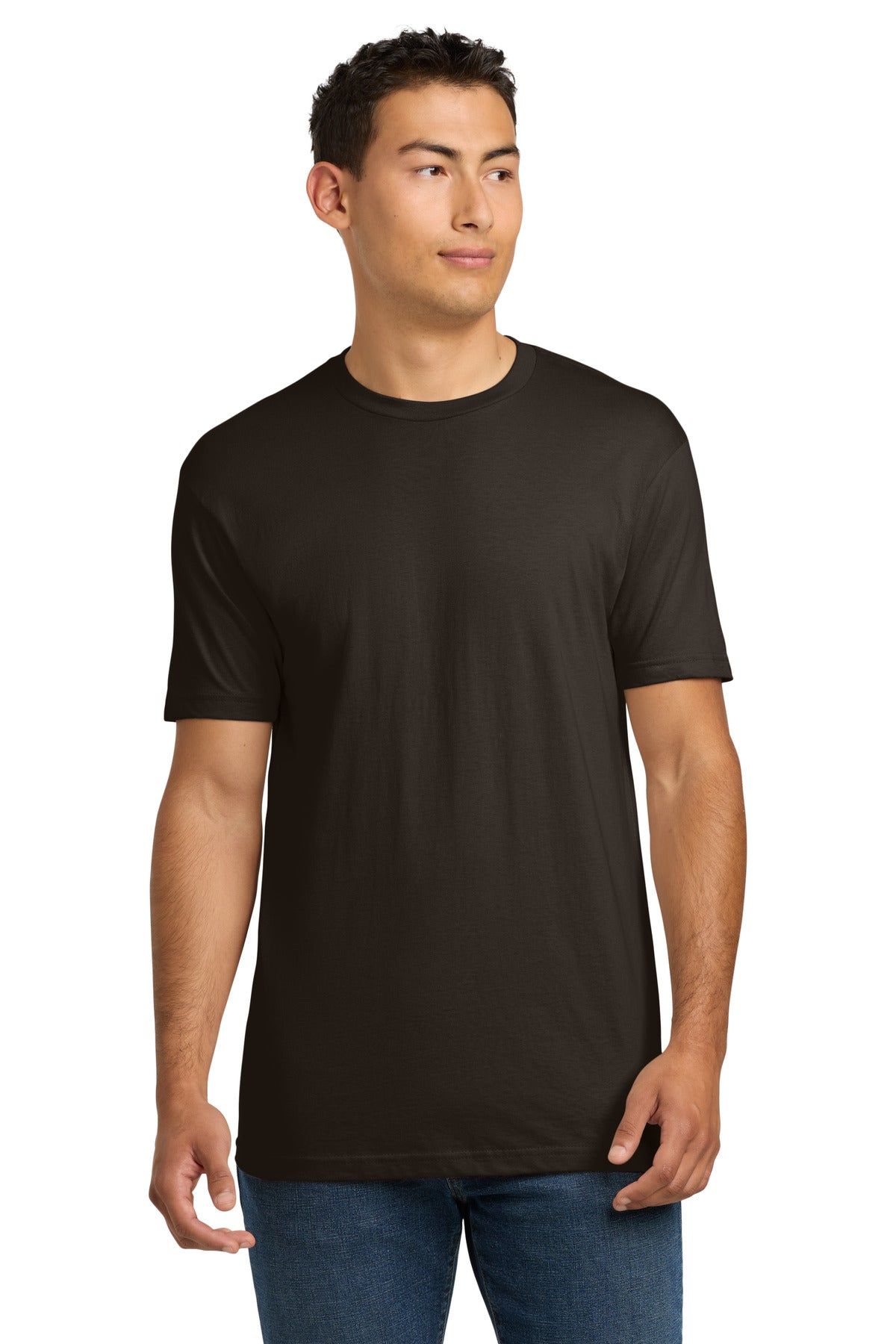 Front View of DKChocolte Next Level Apparel Adult Cotton Tee. NL3600