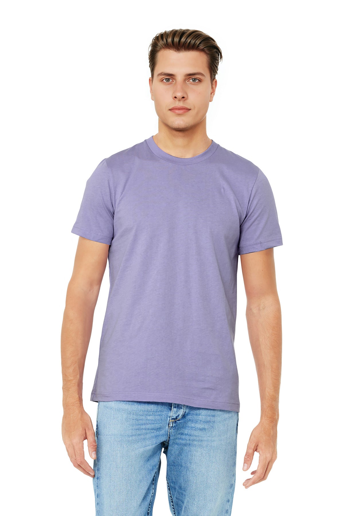 Front View of DkLavender BELLA+CANVAS Unisex Jersey Short Sleeve Tee. BC3001