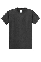 Front View of Drk Hthr Grey Port & Co Essential Tee. PC61