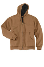 Front View of Duck Brown CornerStone - Heavyweight Full-Zip Hooded Sweatshirt with Thermal Lining. CS620