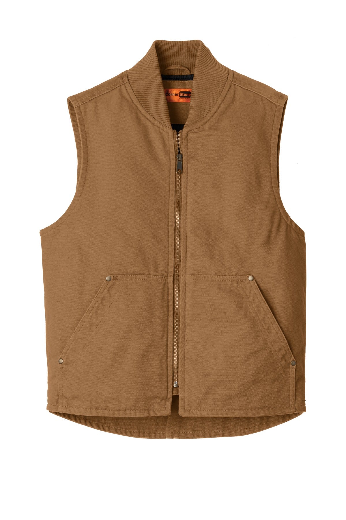 Front View of Duck Brown CornerStone Washed Duck Cloth Vest. CSV40
