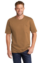 Front View of Duck Brown CornerStone Workwear Pocket Tee CS430