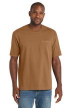 Front View of Duck Brown CornerStone Workwear Pocket Tee CS430