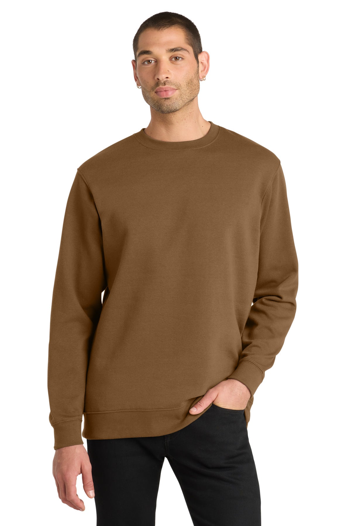 Front View of DuckBrown District V.I.T. Fleece Crew DT6104