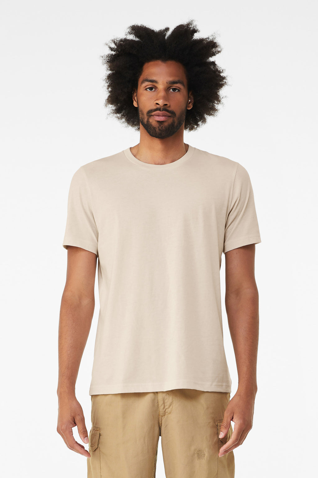 Front View of Dust BELLA+CANVAS Unisex Jersey Short Sleeve Tee. BC3001