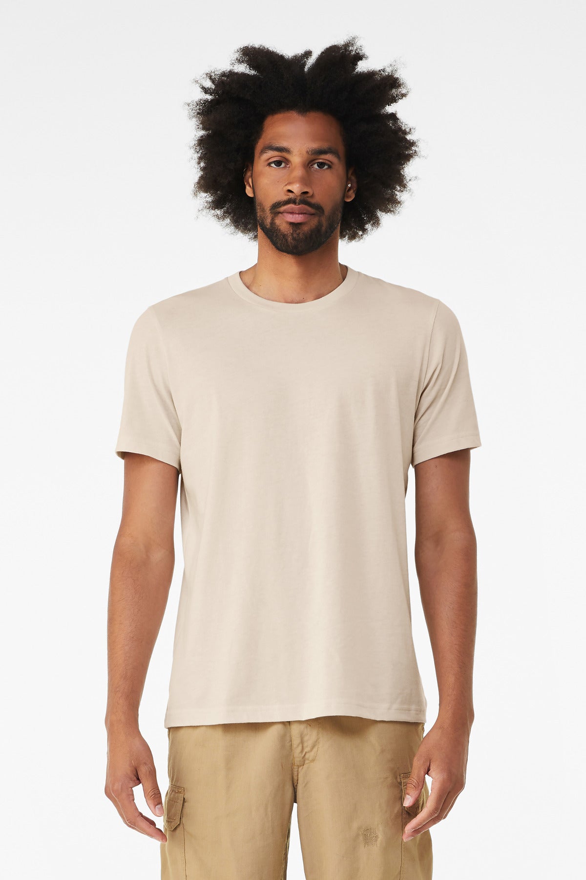 Front View of Dust BELLA+CANVAS Unisex Jersey Short Sleeve Tee. BC3001