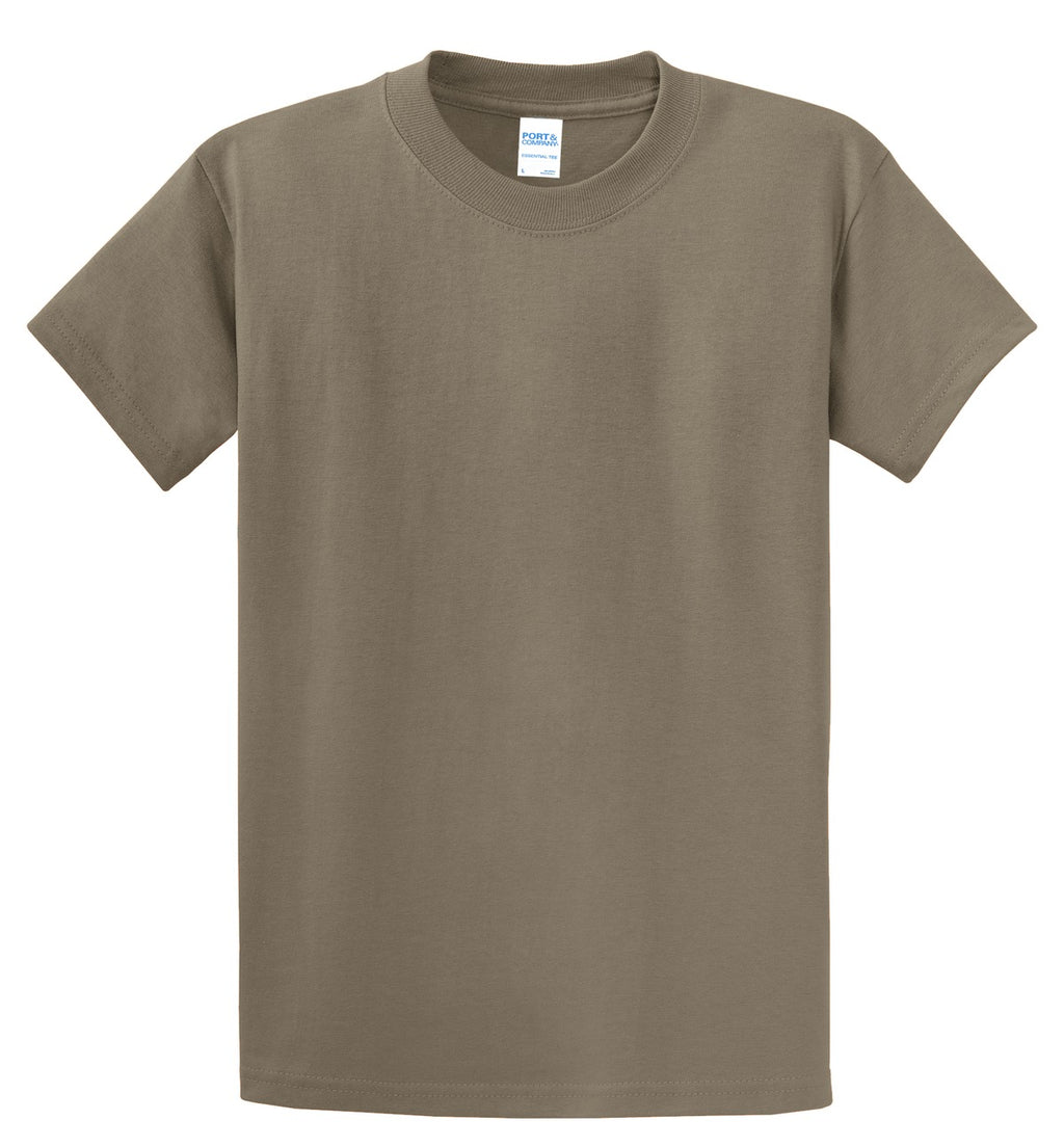 Front View of Dusty Brown Port & Co Essential Tee. PC61
