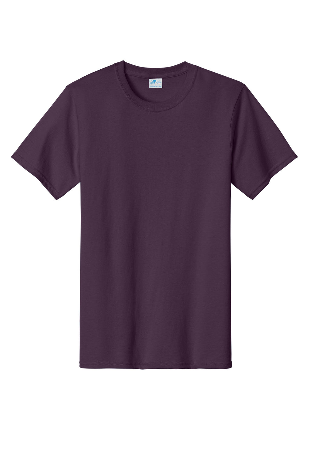 Front View of Eggplant Port & Co Essential Tee. PC61