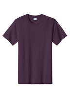 Front View of Eggplant Port & Co Essential Tee. PC61